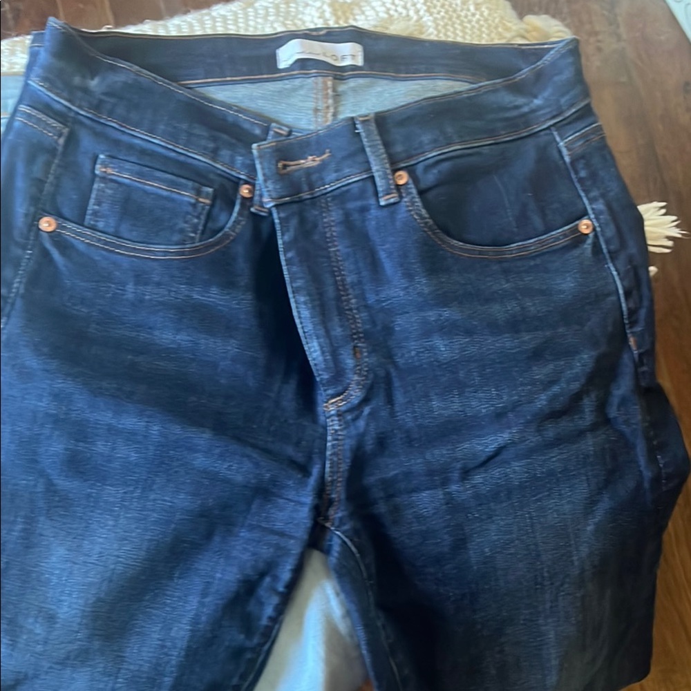 LOFT Blue Straight Leg Jeans with Classic Denim Texture